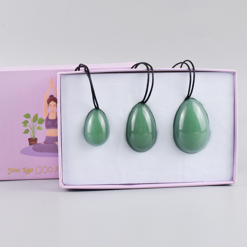 Jade Massage Egg Set Drilled Healing Yoni Egg For Pelvic Floor Muscle Training Natural Stone Stress Exercise Release Balls for Women