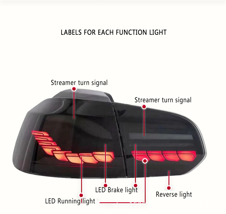 Gruppo fanale posteriore auto LED da corsa Lampada posteriore retromarcia di parcheggio Volkswagen Golf 6 GTI 10-12 Streamer Indicatore di direzione Fanale posteriore
