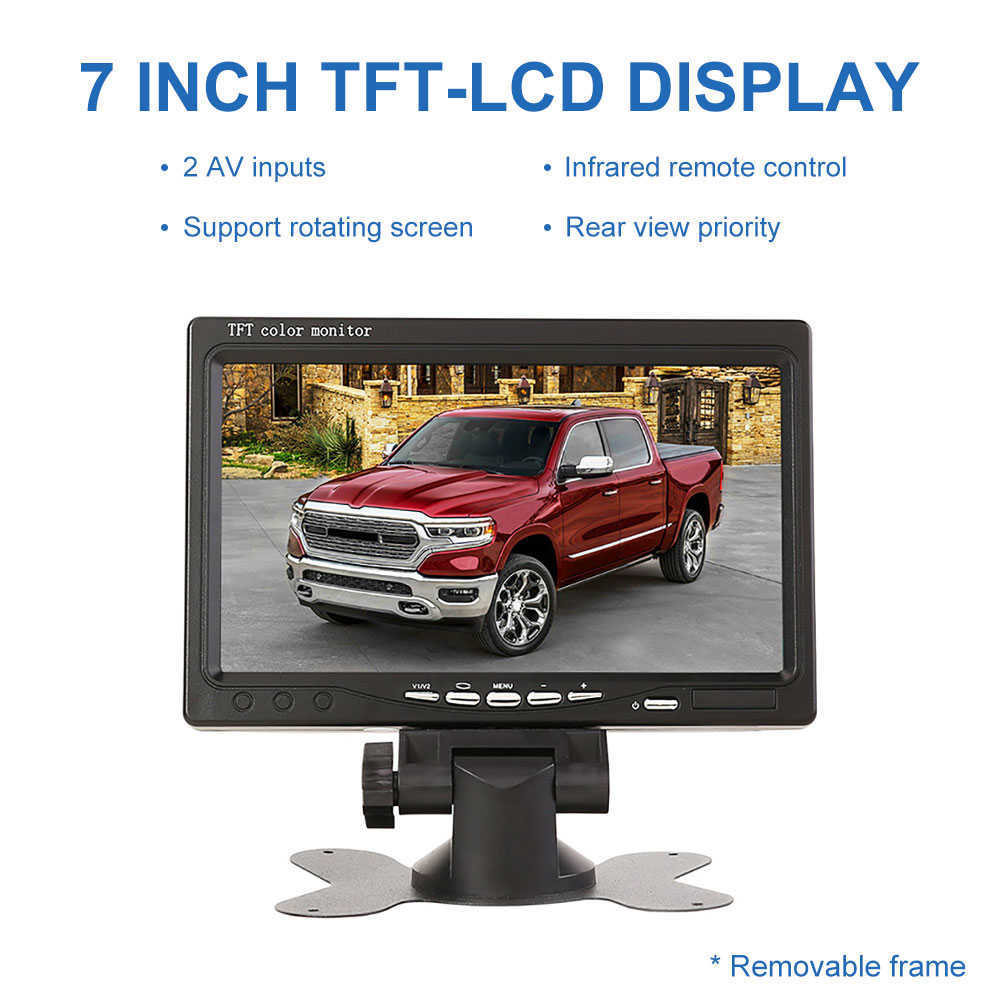 7 tum TFT LCD -skärmbil Monitor Player 2 Way Video Input Pal/NTSC Monitor för Auto RearView Home Security Surveillance Camera