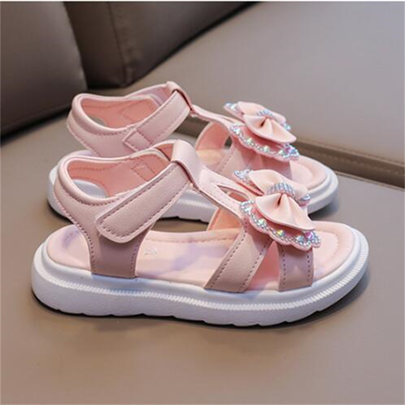 Sandalias clásicas para niñas, sandalias de princesa con lazo de verano, zapatos de suela suave para niños, zapatillas informales, zapatillas de playa para niños pequeños