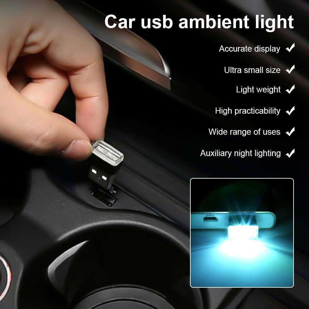 2 stks auto USB atmosfeer licht led niet-modificatie decoratieve licht auto interieur voet verlichting computer mobiel vermogen opladen