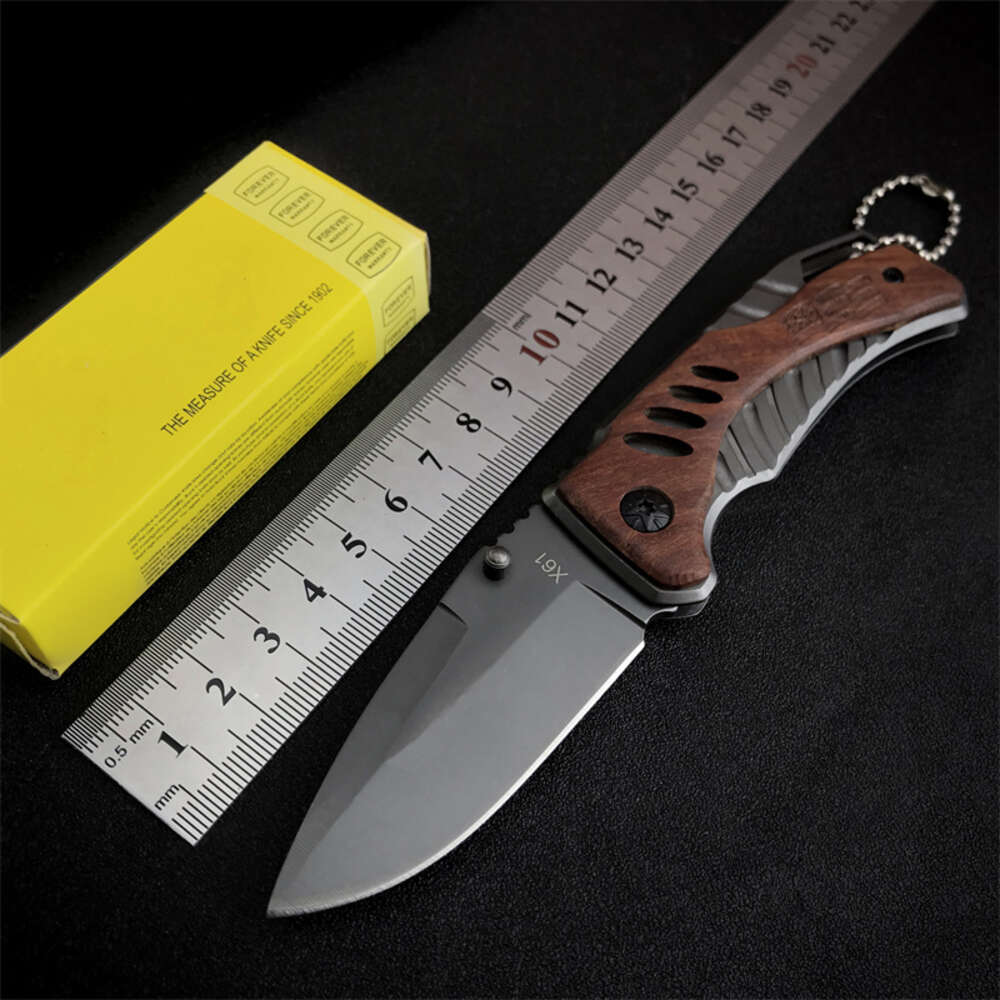 BK X61 Högkvalitativ EDC -vikning Fickkniv 5CR13MOV BLADE Rostfritt stål Trähandtag Keychain Outdoor Tactical Survival Tool