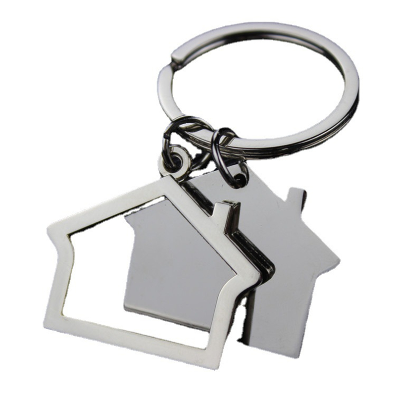 Metal House Key Sain Simple House Car Cey Chain Custom Logo Creative Gift