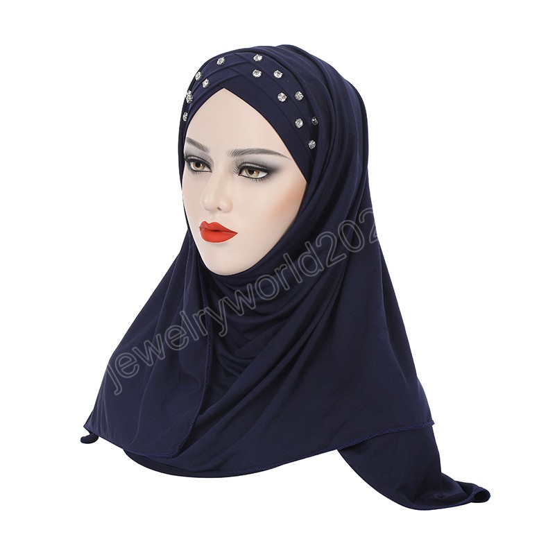 Lenço de lenço de lenço macio diamantes instantâneos xales de hijab instantâneos e enrolam hijabs muçulmanos femme femme prontos para usar lenço na cabeça