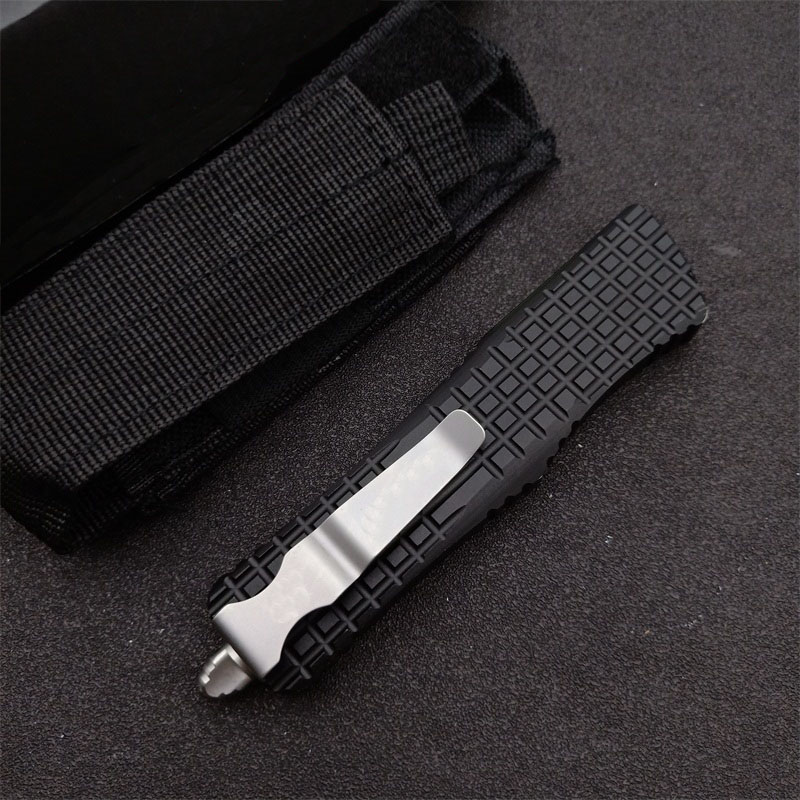 Special Offer High End AUTO Tactical Knife D2 White Stone Wash Tanto Point Blade 6061-T6 Handle Outdoor Survival EDC Knives With Nylon Bag