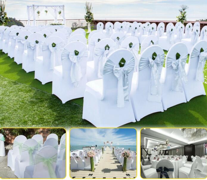 High-End Dining Chair Cover Wedding Party Decoration Full Package One-Piece Spandex White Chair Cover Elastic