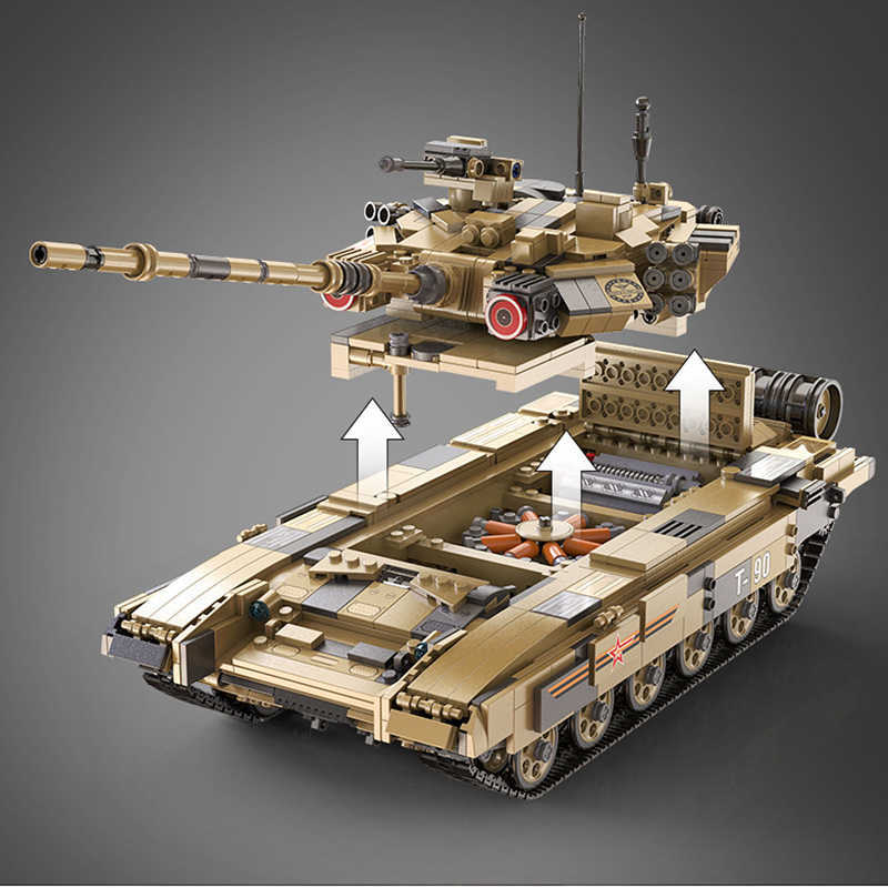 Blocks Bricks Technical RC T-90 Main Battle Tank Military Car Model Building Blocks Boy Birthday Gifts Remote Control ToysHKD230701