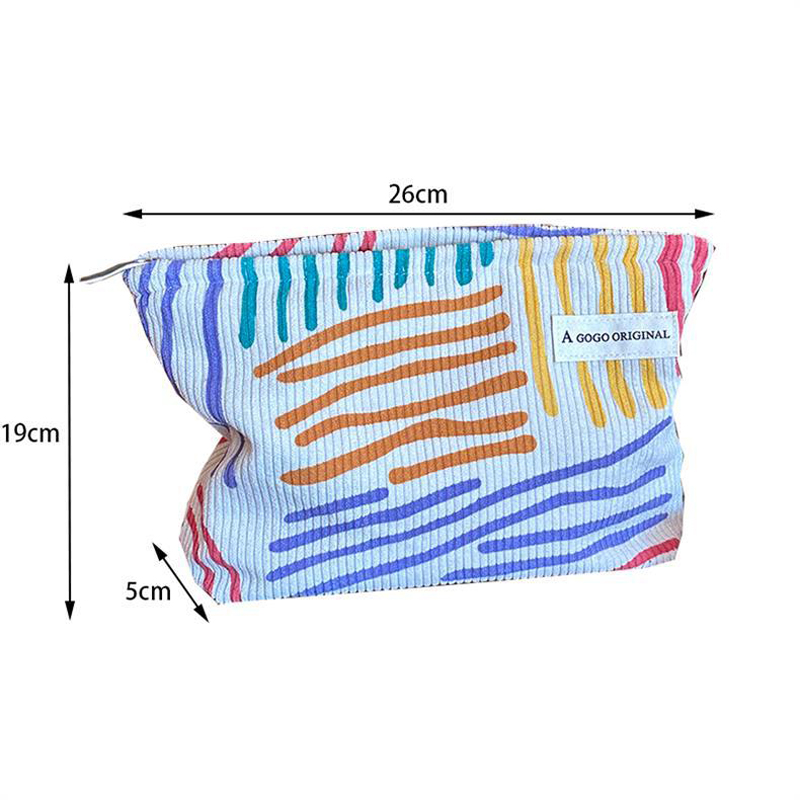 Cosmetic Bags Women Cotton Floral Printing Large Capacity Square Long Makeup Bag Mix Color