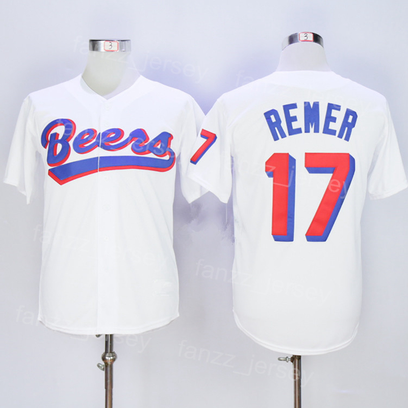 Béisbol Moive Beers 44 Joe Coop Cooper Jersey 17 Doug Remer HipHop All Stitched White Team Cool Base Cooperstown Vintage College Para fanáticos del deporte Retro Mens College