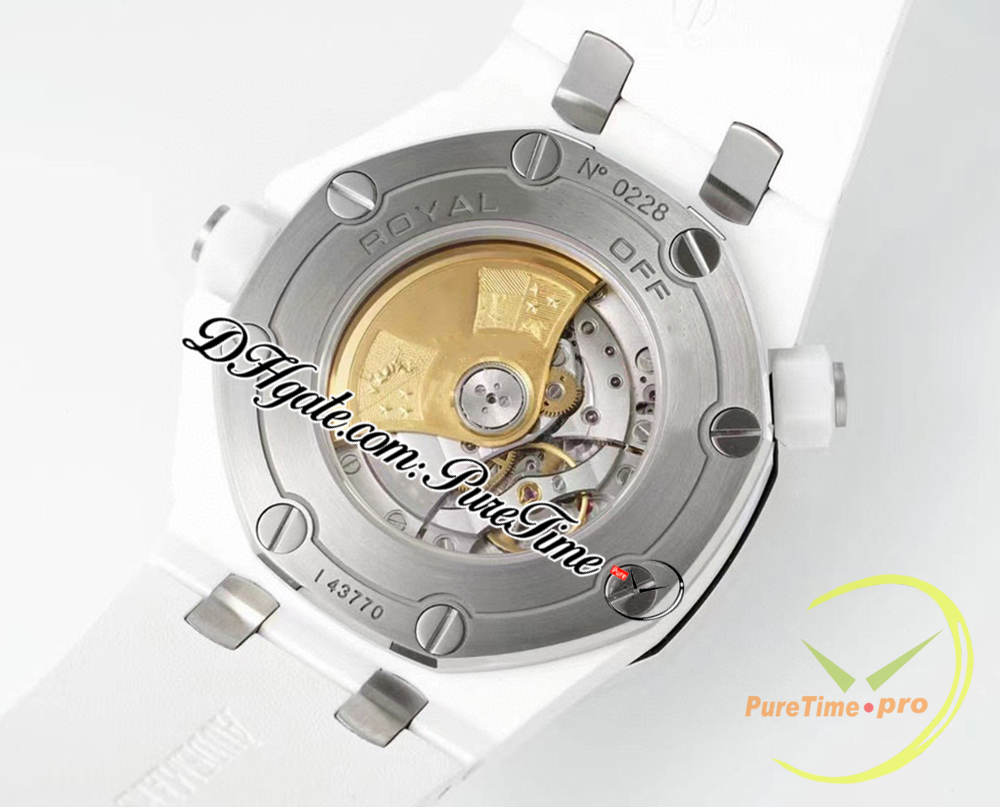 APSF Diver 1570 Ceramic SA3120 Automatyczne męskie zegarek 42 mm White Teksturowane wybieranie gumowego paska Super Edition RelOJ Hombre Montre Homme Puretime B2