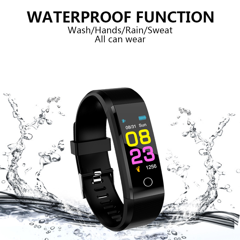 Reloj inteligente 115Plus para hombres y mujeres, nuevo rastreador de ubicación Bluetooth IPX7, reloj inteligente resistente al agua, pulsera de Fitness para Android IOS