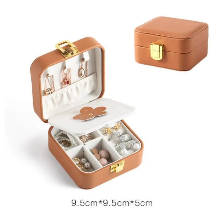 Boîtes de rangement de bijoux de voyage portables Organisateur d'organisateur PU Affichage en cuir PURAGES Collier Boucles d'oreilles Boîte-cadeau du support d'anneau