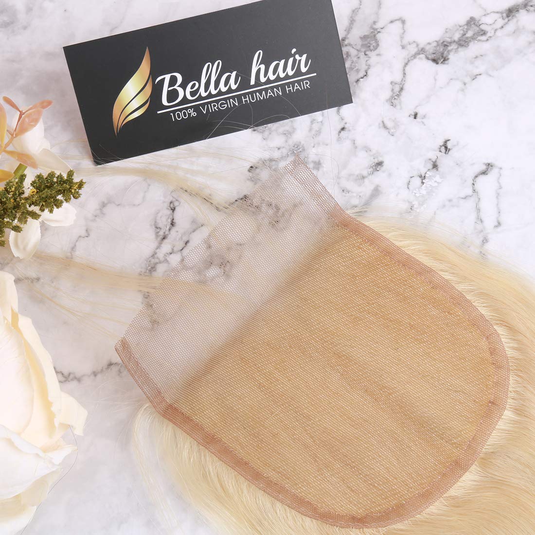 Bella Hair 613 Blonde Transparent Lace Closures Peruvian Virgin Hair Silk Straight 4x4 5x5 6x6 7x7 100% Human Hair Free Part Pre Plucked HD Closure with Bleached Knots