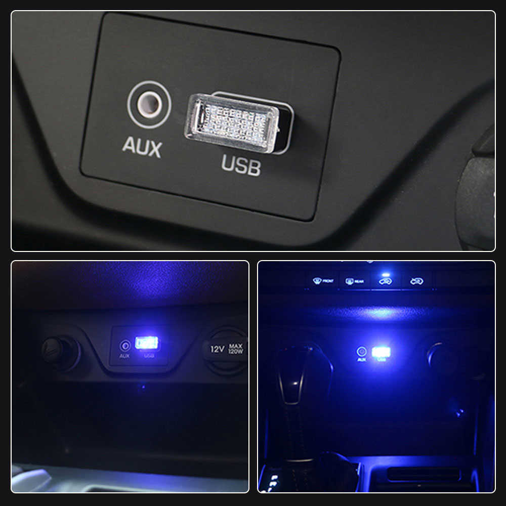 2 stks auto USB atmosfeer licht led niet-modificatie decoratieve licht auto interieur voet verlichting computer mobiel vermogen opladen