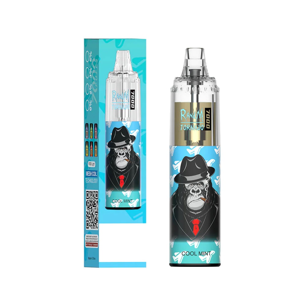 100% Original RandM E Cigarette Kit Tornado 7000 Puff Descartável Vape Pen Cigarros Eletrônicos 14ml Pod Mesh Coil Air-ajustável 0% 2% 5% Fumot 7K PUFF 7000