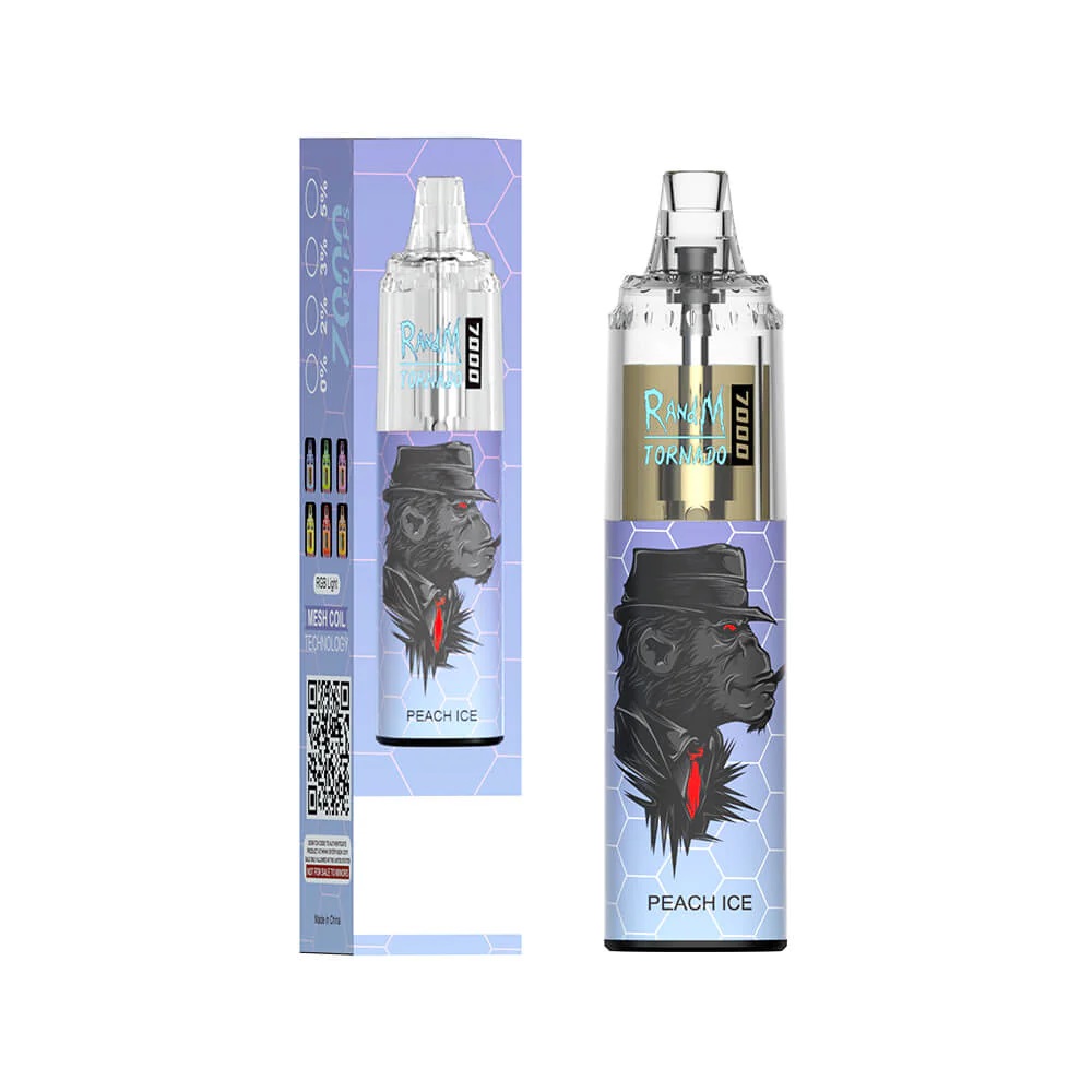 100% Original RandM E Cigarette Kit Tornado 7000 Puff Descartável Vape Pen Cigarros Eletrônicos 14ml Pod Mesh Coil Air-ajustável 0% 2% 5% Fumot 7K PUFF 7000