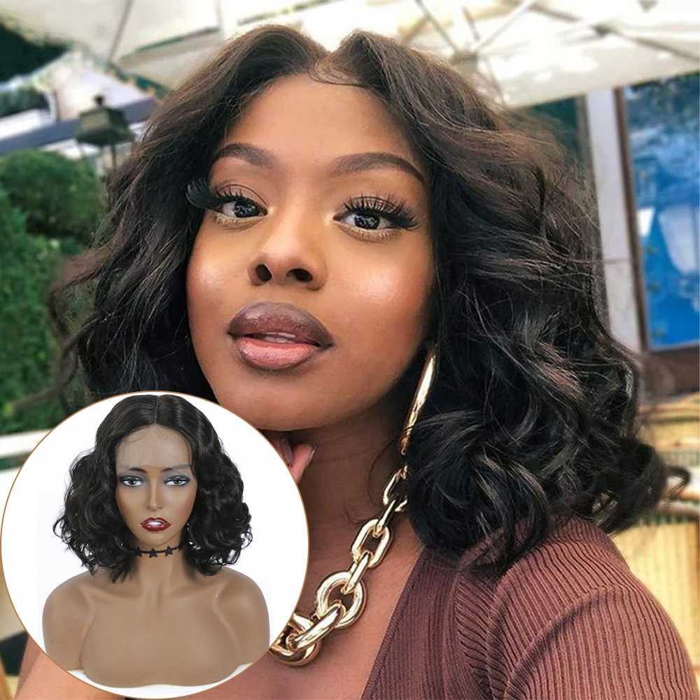 Hair Wigs X tress Synthetic Lace Front for Black Women Loose Wave Middle Part Transparent Swiss Soft Natural Brown Wavy Wig 231121