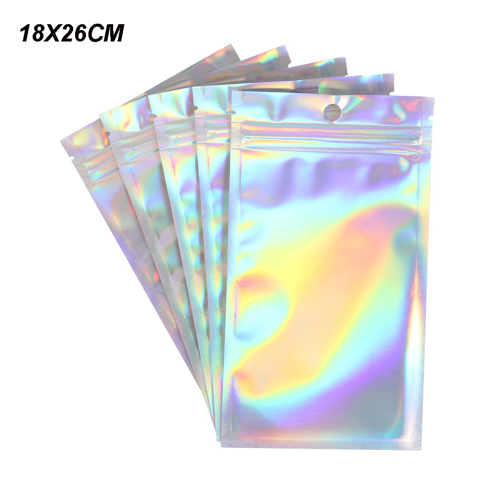 Zip Bags Aluminum Foil Hologram Food Mylar Pouch Small Water Proof Zipper Reclosable Pouches Plastic Self Seal Bag