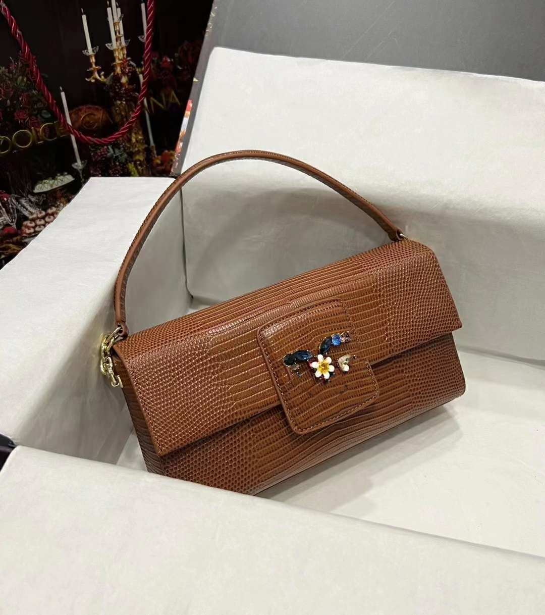 Importowana ręczna torba skórna jaszczurki z niewidzialnym zamykaniem magnetycznym, modnym, wszechstronnym i wykwintnym designerskim torbą