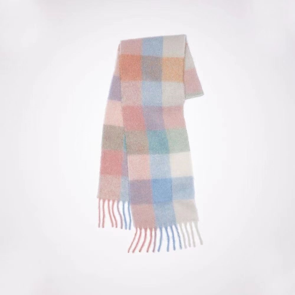 Écharpe de créateur de mode hommes femmes de luxe automne hiver couleur assortie cachemire arc-en-ciel Plaid frange écharpe