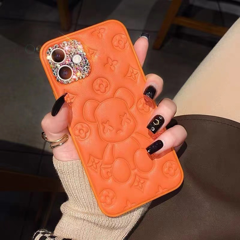 iPhone case designer phone case 13 case violent bear embossed leather 12/13 pro max case iPhone 11 case