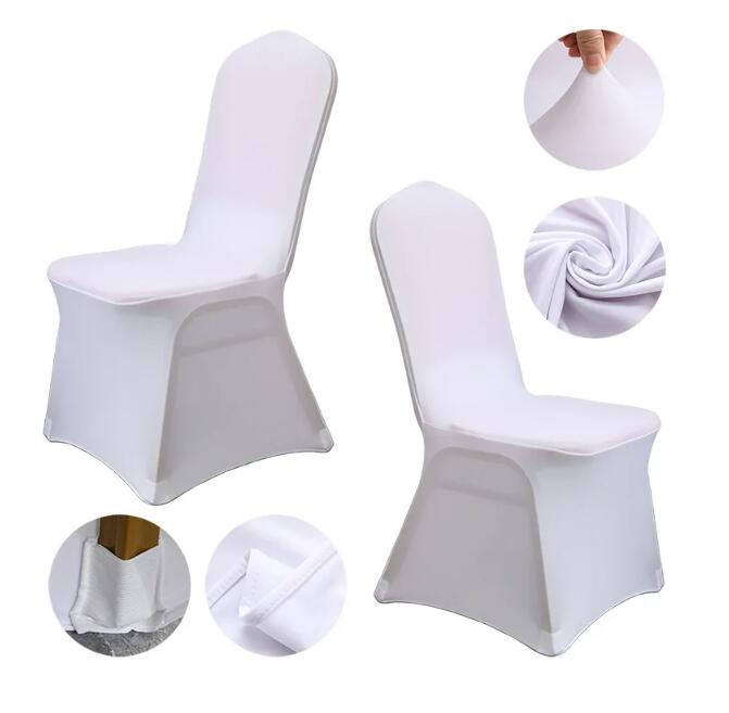 Housse de chaise de salle à manger haut de gamme, décoration de fête de mariage, emballage complet, une pièce, en Spandex, blanche, élastique