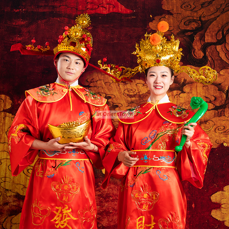 Cerimonia di apertura annuale dell'impresa di costumi del dio della ricchezza cinese Indossare abiti del dio della fortuna abbigliamento maschile del dio della ricchezza i cinesi d'oltremare