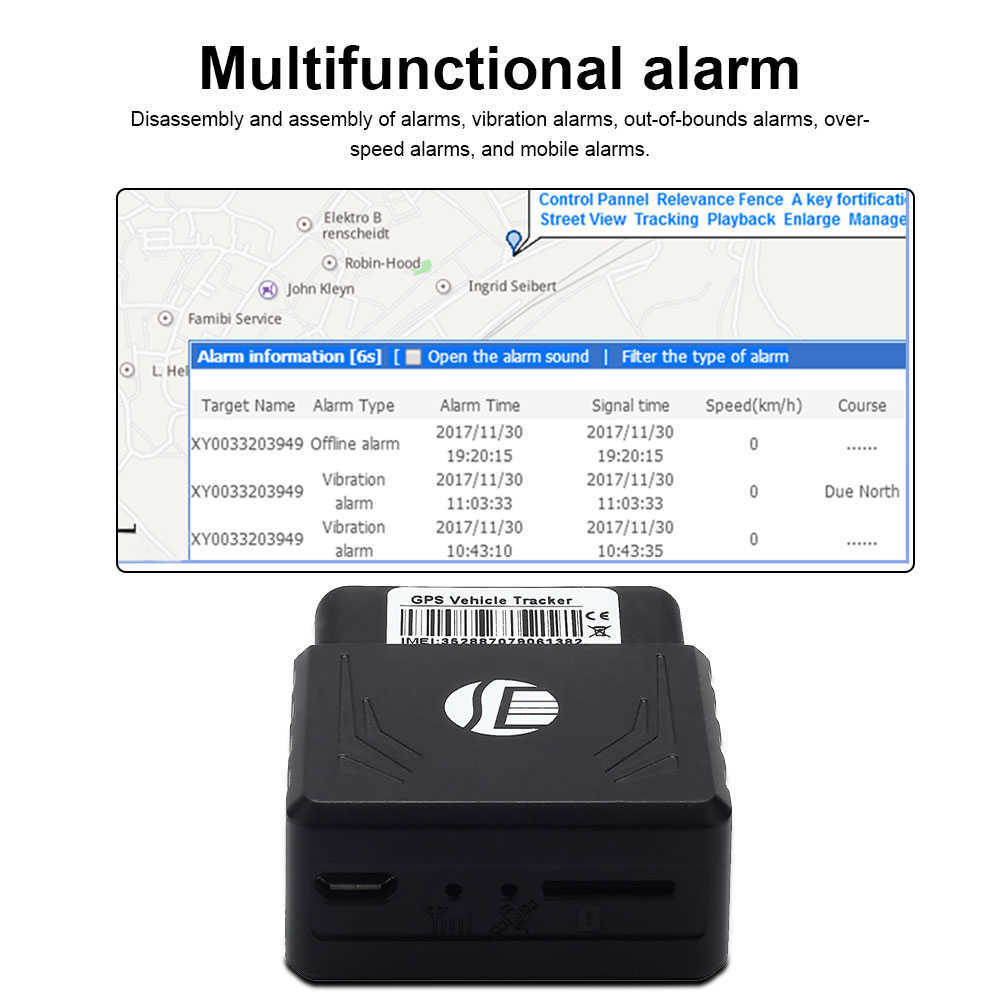 ミニOBDロケーターGPSトラッカーフリーインストールカーアラームTK306プラグプレイカーOBD2リアルタイム追跡デバイスソフトウェアアプリ