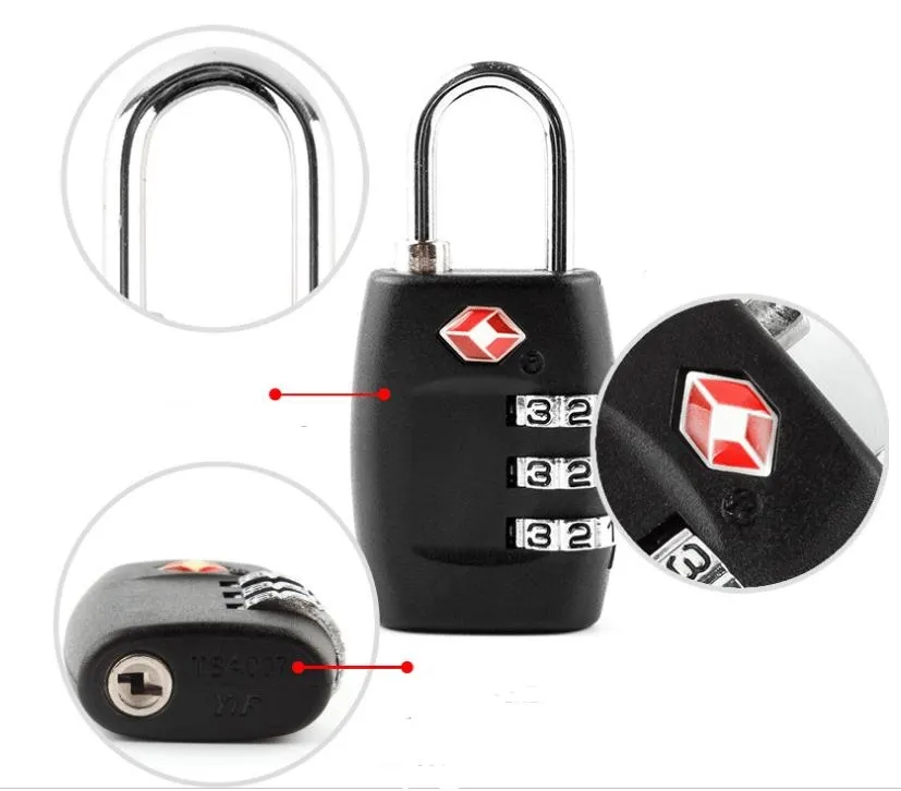 NOWOŚĆ TSA 3 -DIGIT COD COMBINation Blokada Blokada celna zamki celne zamki podróżne Padlock Bagage Padlock Wysoka bezpieczeństwo