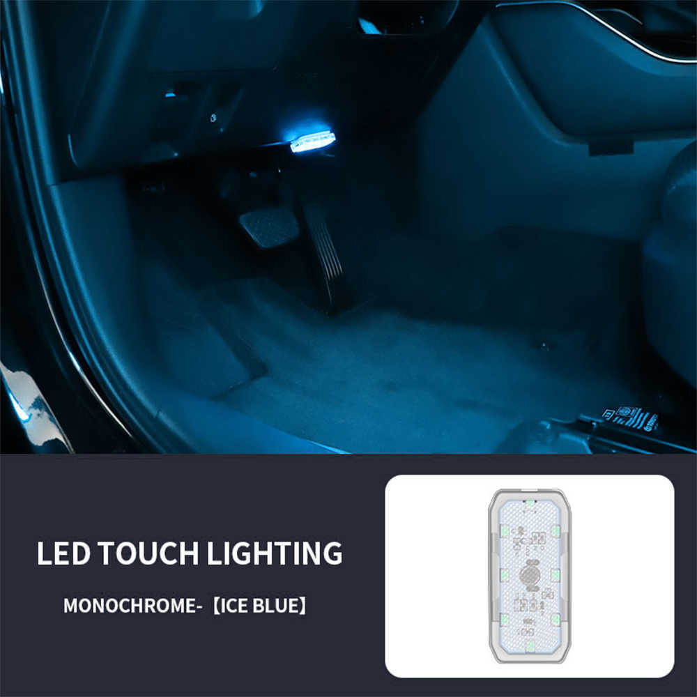 1 st bil LED -beröringslampor USB interiör ljus trådlöst tak takläsningslampor för dörr fotstam lagringslåda