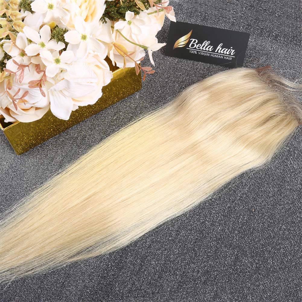 Bella hår 613 blond transparenta spetsstängningar peruansk jungfru hår silke rak 4x4 5x5 6x6 7x7 100% mänsklig hårfri del före plockad hd -stängning med blekt knop knop