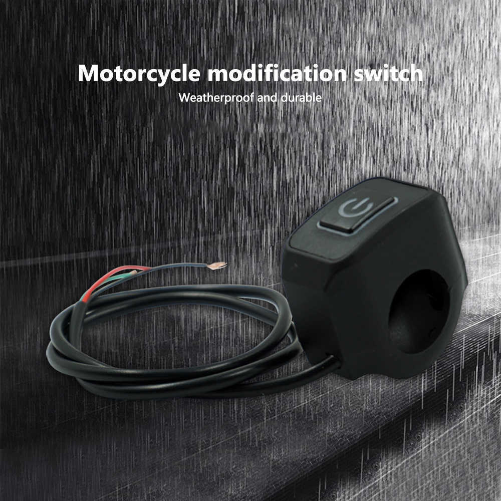 22mm 12V Motorcykelstyret SWITCH Electric Star Pressure Waterproof Control Switch -knappen med LED -ljus