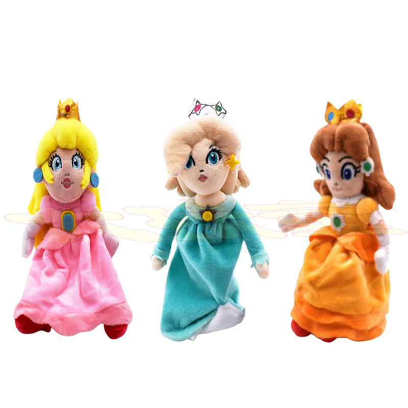 만화 공주 Rosalina Peach Doll 박제 소녀 분홍색 옐로우 블루 플러시 장난감 장난감 장난감 마리 어린이 Chirstmas 선물 장난감