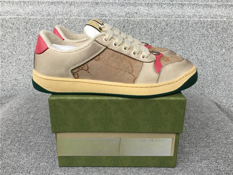 Luxe Designer schoenen heren dames Distressed Screener sneaker Leer Suede Groen rood blauw roze casual schoenen