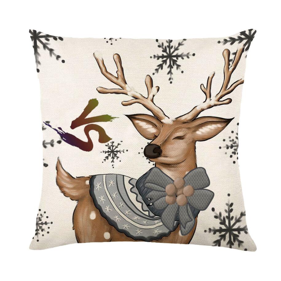 Merry Christmas Pillow Cover 45x45cm Throw Pillowcase Winter Christmas Decorations for Home Tree Deer Sofa Cushion Cover