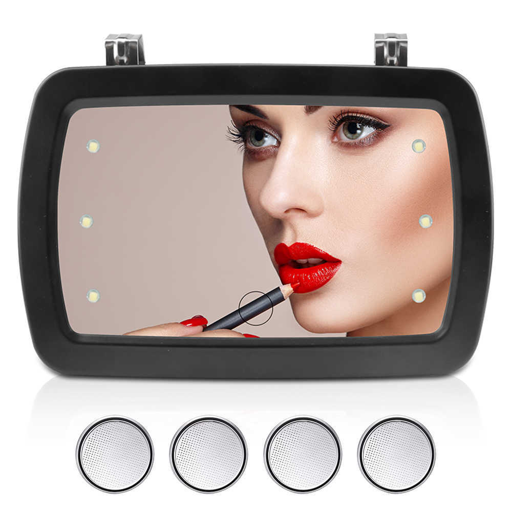 Baby Accessories bilspegel med LED-lampor Makeup Sun-skuggande Vanity Cosmetic Mirror With Clip Touch Screen Make Up Mirror