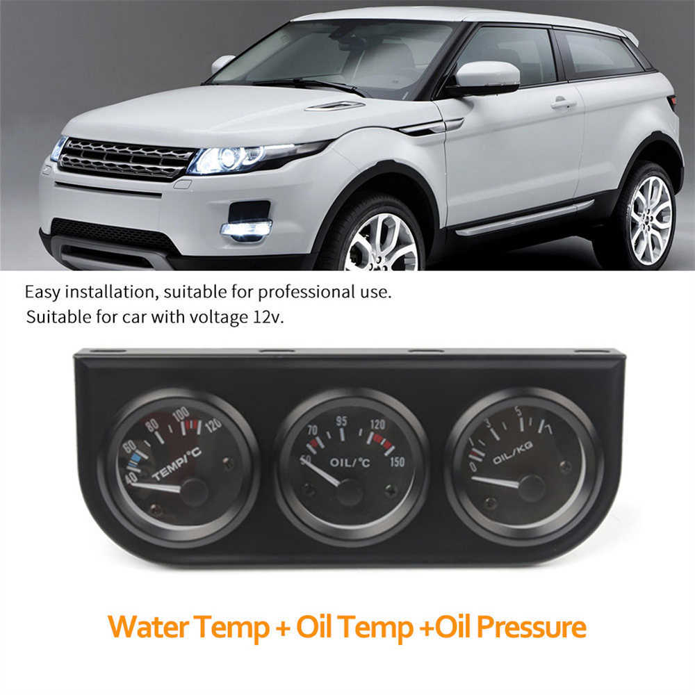 52mm 3-In-1car Meter Triple Kit Oil Temp Gauge + Water Temp Gauge + Oil Pressure Gauge With Sensor Car Meter +Volt Meter