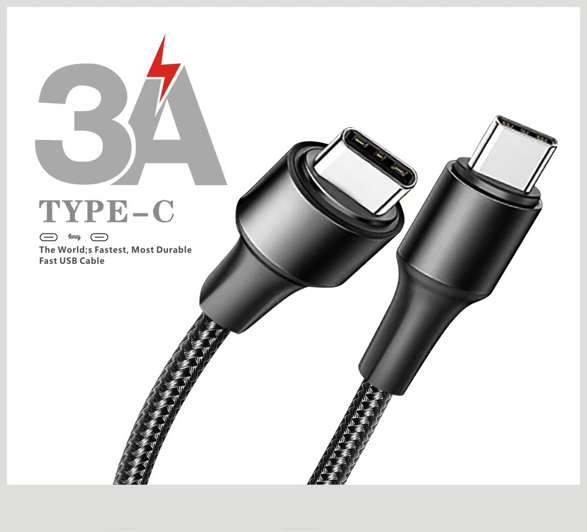 1M Nylonowe kable plecione Multi Colour Type-C do typu C Kabel oświetleniowy 3A Szybkie sznur dla telefonów Samsung Xiaomi Huawei