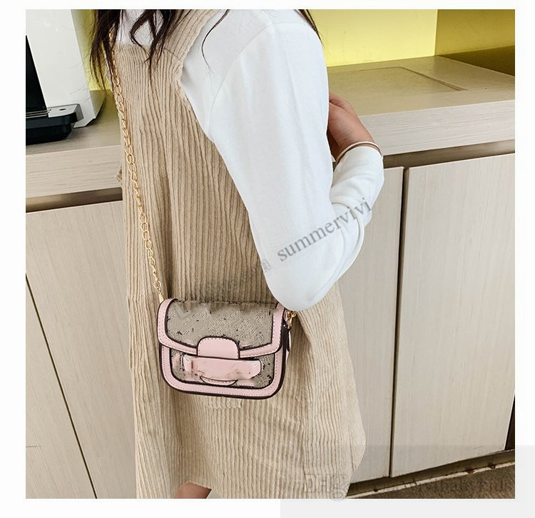 Sac à main avec lettres imprimées pour enfants, sac de selle à boucle en métal pour filles, sac de princesse à bandoulière de luxe pour enfants S0856