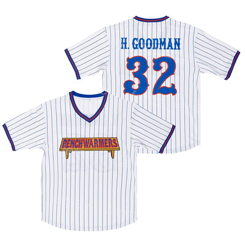 Moive Benchwarmers Baseball 32 Howie Goodman Jersey 44 Gus Matthews 68 Clark Reedy 82 Richie Goodman Pinstripe White All Stitched Pullover Cool Base College Team