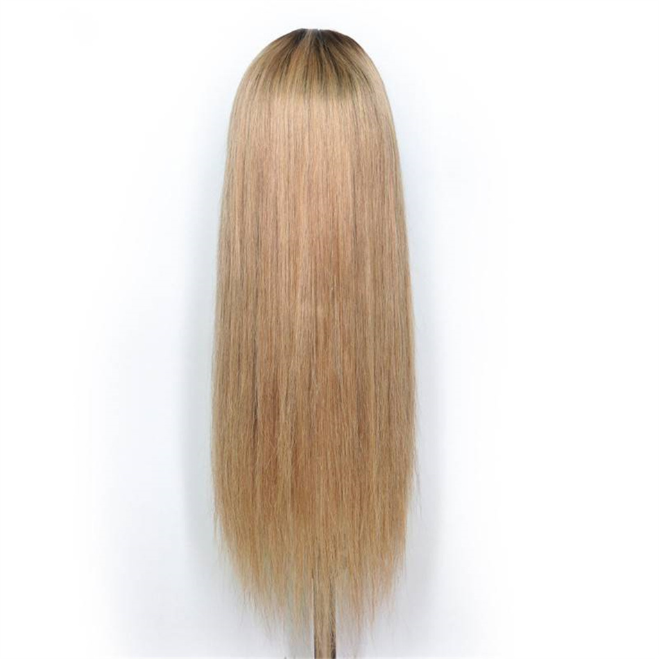 Pelucas de encaje 4/27 Ombre Cabello humano brasileño de dos tonos Peluca delantera de encaje recto con cabello de bebé Pre arrancado