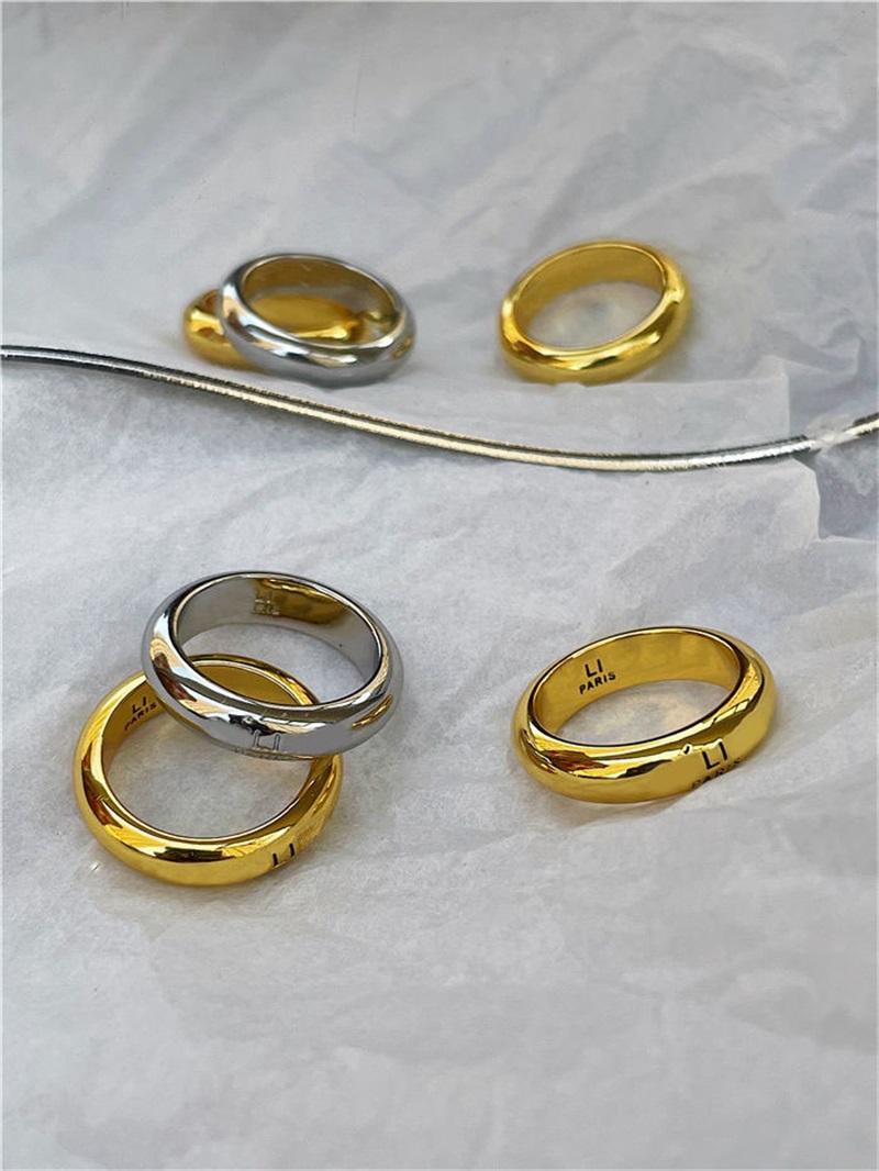 T GG T GG Buchstaben-Designer-Ringe für Damen, Verlobungsring, Größe 10, vergoldetes Silber, golden, rund, glatt, einfarbig, Bague, modisch, für Männer, versprechen Luxus-Ring für Paare, ZB054 F2