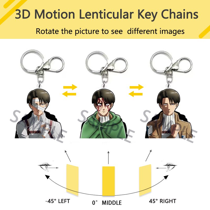 Attack på Titan 3D Anime Levi Keychains för ryggsäckhängen, bilhängen, modetillbehör, personliga kreativa gåvor Pet Akrylstorlek 6cm