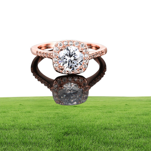 Yhamni originele mode echte roségouden ringen voor vrouwen 1CT 6 mm topkwaliteit rosé goud ring sieraden ar03597886669086322
