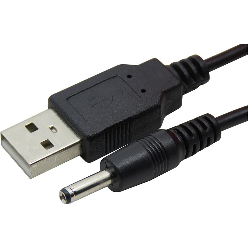 أبيض أسود 1M 5V DC سلك الطاقة USB إلى DC 3.5 مم × 1.35 مم موصل محول مقبس برميل