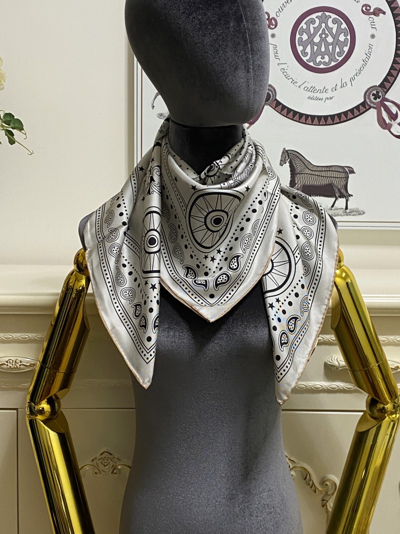 Foulard carré pour femme, châle 100% soie, matière, motif de lettres grises, taille 90cm - 90cm