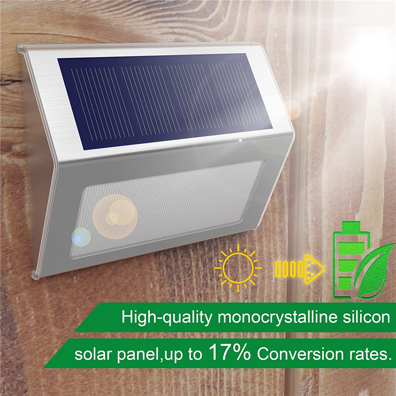 야외 울타리 조명, 태양 정원 조명 방수 계단 조명 스테인리스 스틸 보안 벽 램프 스텝 보도 안뜰 정원 통로