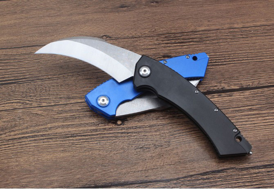 Preço Especial Faca tática karambit automática 132, lâmina de cetim d2, cabo de alumínio cnc 6061-t6, com caixa de varejo