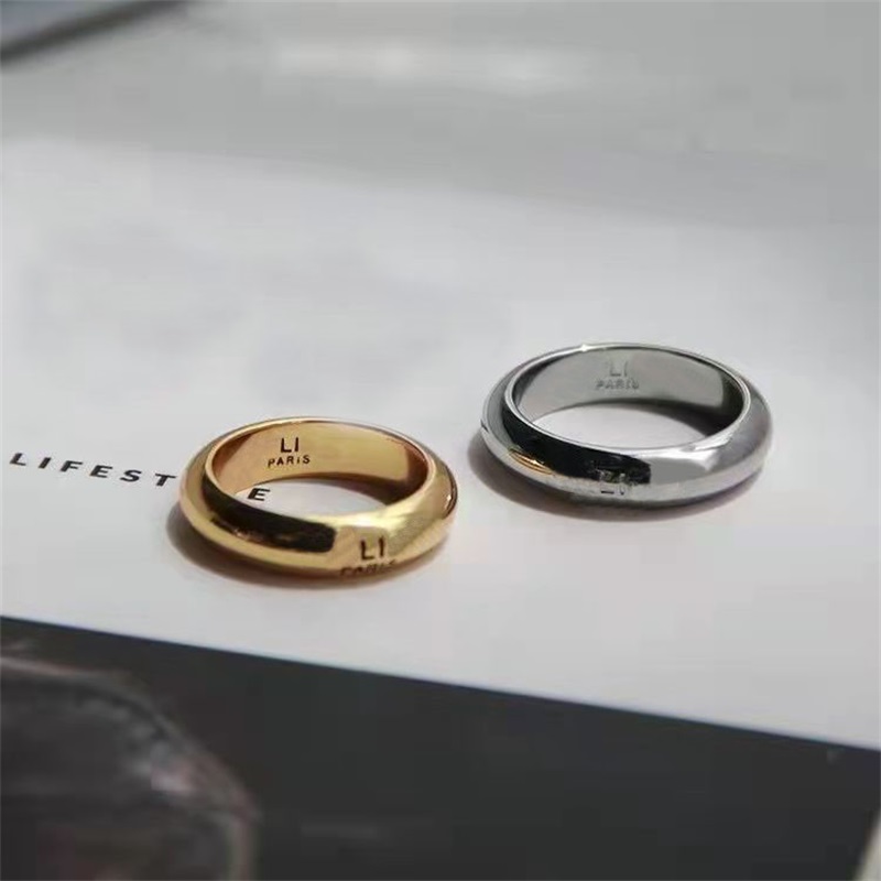 T GG T GG Buchstaben-Designer-Ringe für Damen, Verlobungsring, Größe 10, vergoldetes Silber, golden, rund, glatt, einfarbig, Bague, modisch, für Männer, versprechen Luxus-Ring für Paare, ZB054 F2