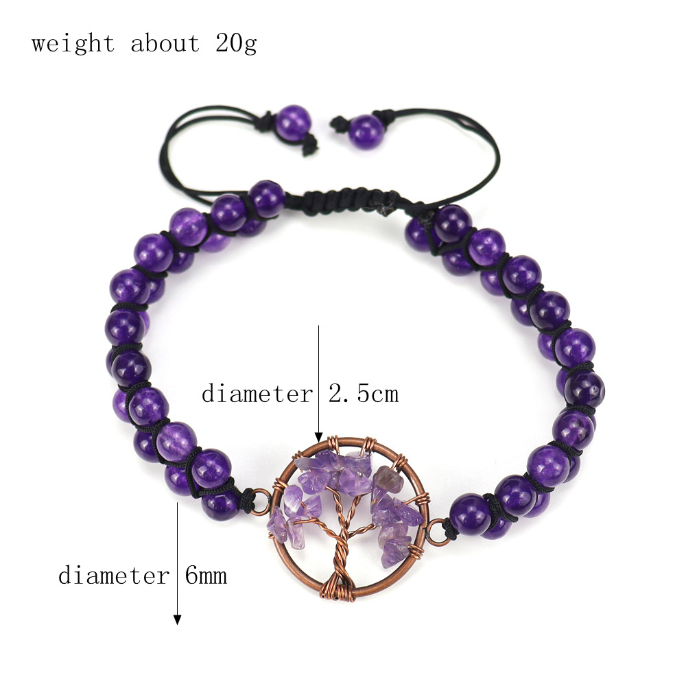 Natural Crystal Beaded Bracelet Tennis Life Tree Handwoven Bracelet Fashion Accessories